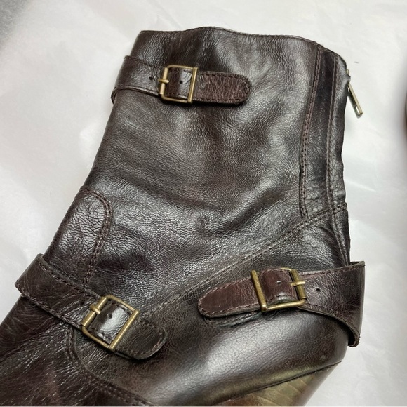 SE BOUTIQUE BY SAM EDELMAN Brown Leather Biker Buckle Boots - Picture 3 of 13